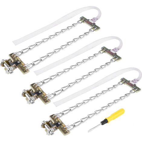 Lot de 3 Chaînes de Neige Antidérapantes pour Pneus de Voiture SUV Camion (L) (1/5)