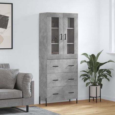Highboard Betongrau 69,5x34x180 cm Holzwerkstoff