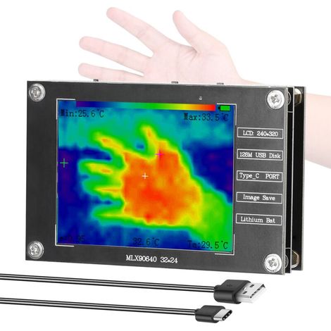 Caméra thermique portable -40 à 300°C, mesure températures max/min au centre, enregistrement images, écran TFT 2.8 pouces USB-C (1/5)