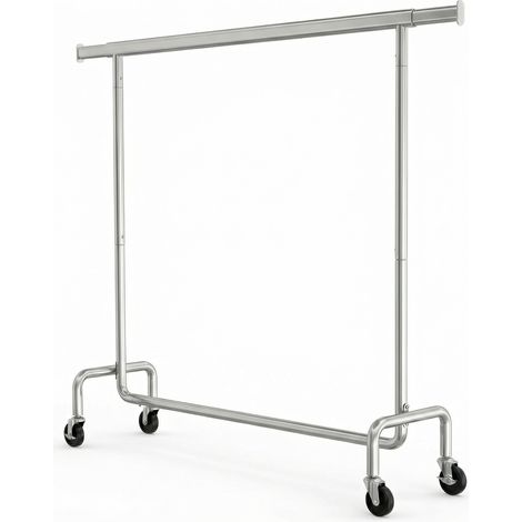 Songmics – Portant à vêtements extensible avec roulettes – Dimensions 45 x (110-150) x 162,9 cm – Capacité 130 kg – Acier chromé durable