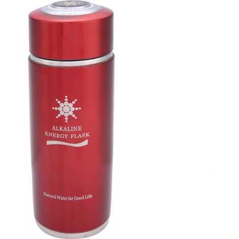 Gourde en acier inoxydable pour eau alcaline, portable et équilibrée en nano bioénergie, flacon ioniseur rouge. (1/5)
