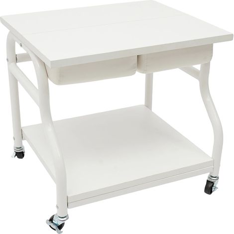 Chariot de Salon, 2 Étagères, Roues Verrouillables, BLANC (1/2)