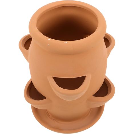 Pot de Fleurs Terre Cuite à Planteur Tour Fraisier pour Plantes et Orchidées Pot Décoratif Intérieur et Extérieur Polyvalent (1/5)