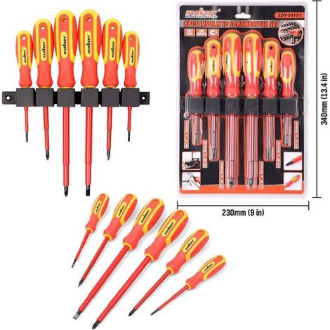 Set 6 Cacciaviti Cacciavite Croce E Taglio Isolanti Con Punte Magnetiche (1/5)