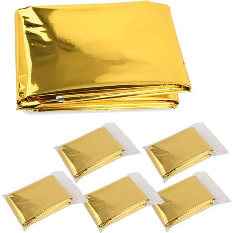 Überlebensdecke, Rettungsdecke, Gold/Silber, 5er-Pack (1/5)