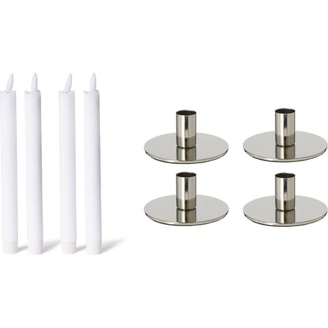 Ensemble 4 bougeoirs Novaliv 10x5 cm argenté avec LED
