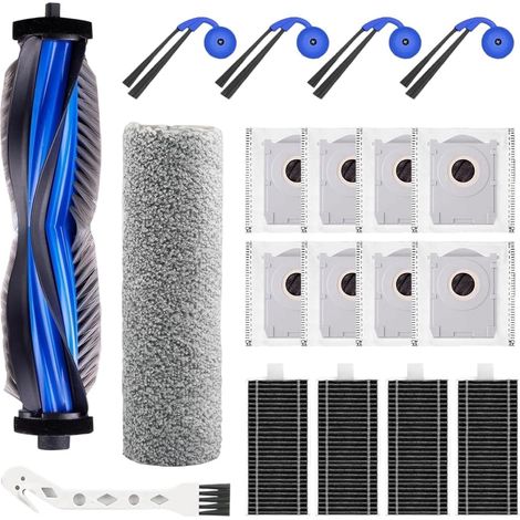 19-teiliges Zubehör-Set kompatibel für ECOVACS DEEBOT X9 Pro Omni / X9 Pro Roboterstaubsauger,Ersatzteile mit 1 Hauptbürste,8 Staubbeutel,1 Wischwalze,4 Filter,4 Seitenbürsten,1 Reinigungsbürste.