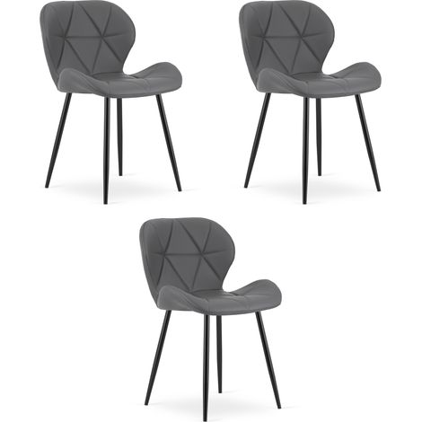 Chaise - leobert - mango - simili cuir grispieds noirs - lot de 3 211770309 (1/5)