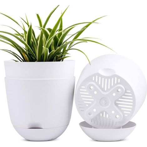 Pots de Fleurs à arrosage Automatique intérieur et extérieur Blanc 13 cm(3pcs) (1/5)