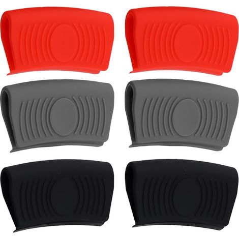 Lot de 6 Poignée Chaude en Silicone Chaude, Poignées Casserole Universelle Antidérapantes, Protection Cuisine Doigts Cuisson Maniques, Support de Pot pour Poêles, Maniques en Fonte, Casserole (1/5)