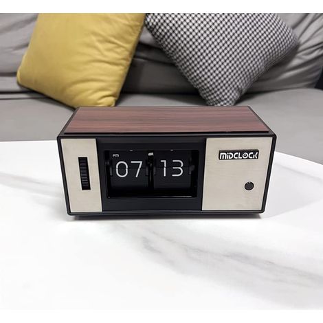Horloge numérique rétro à affichage rabattable, horloge de bureau au design vintage rétro, éclairage LED, affichage numérique à piles (piles non incluses), décoration pour la maison et le bureau (1/5)