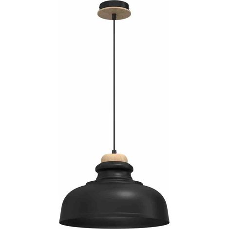 Suspension Milagro Asmund métal noir bois Ø30 E27 60W (1/5)