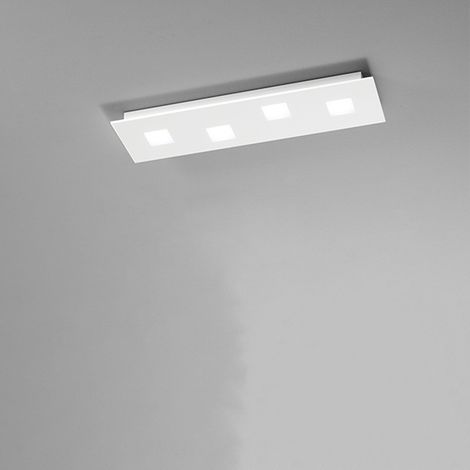 Plafoniera in metallo verniciato bianco Pixel 4 luci attacco GX53 20x70cm