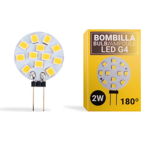 Bombilla LED G4 Bi-pin Circular Plana 12V AC/DC - 2W - Blanco Cálido