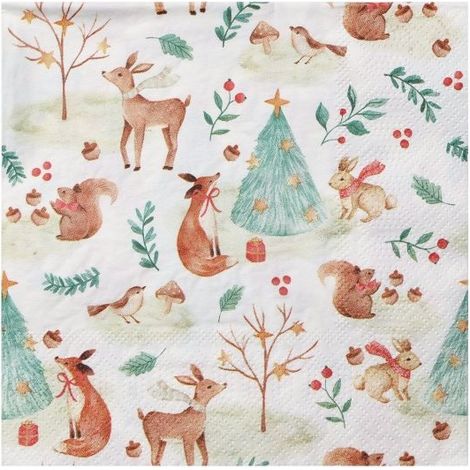 Eglo Servietten X-Mas Tiere & Bäume Pasig bunt 16,5 x 16,5 cm - 20er Pack Servietten (1/3)