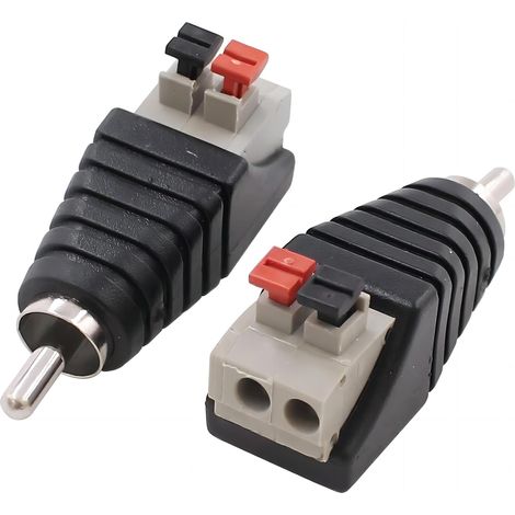 2 pcs RCA Cinch to Speaker Cable Adapter Subwoofer Speaker Phono Cinch Plug to AV 2 Screw Terminal Video Audio Spring Press Type Balun for CCTV (1/5)