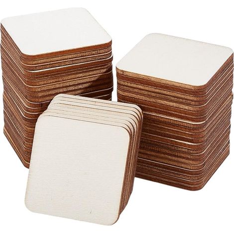 200 pièce de 4cm de Bois Brut Petites Découpes Carrées Vierges en Bois pour L'Artisanat la Décoration Intérieure la Peinture L'Écriture la Gravure la Sculpture (1/5)