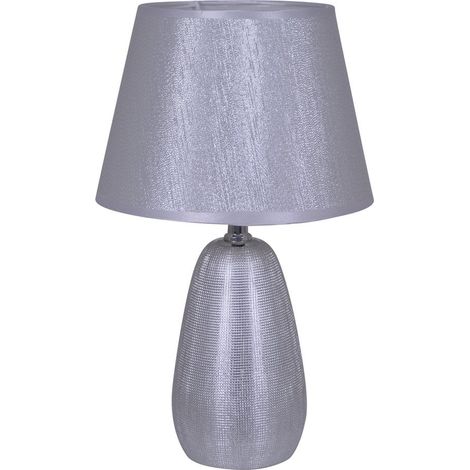 Lampe de Table en Céramique Argentée H 37 cm avec Douille E14 pour Salon et Bureau - PANGIVO (1/5)