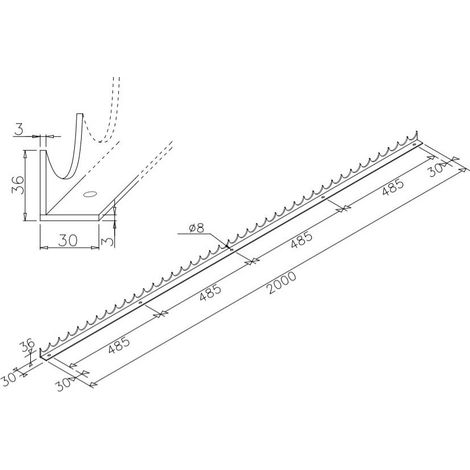 lisse défensive à visser ou riveter pour portail ou garde corps 2ML