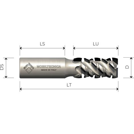 FRESA ELICOIDALE IN DIAMANTE Z2+2 ASSIALE 45° CORPO IN ACCIAIO PCD H4,5 mm - MOBILTECNICA  .40D25  LU 26  DS25  LT91  Z(2+2)(10+1DIA)  AX45°  SX  H4,5