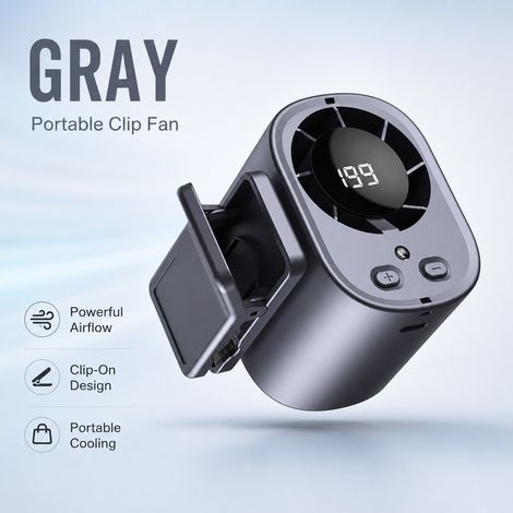 Ventilateur d'extérieur portable avec chargement USB, tour de cou à clip, haute vitesse.(Y047) (1/2)