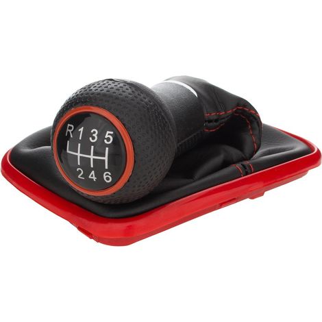 Pommeau de levier de vitesses + soufflet avec cadre rouge pour VW Golf IV 97-06, 6 vitesses, 12 mm (1/5)