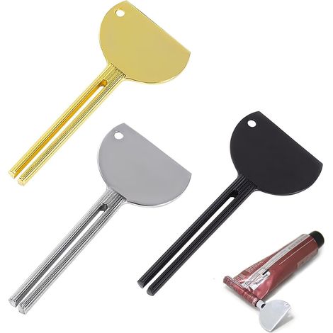 Lot de 3 Presse-tube, Acier inoxydable, Alliage de zinc, Robuste, Réutilisable, Cuisine, Salle de bain, Studio