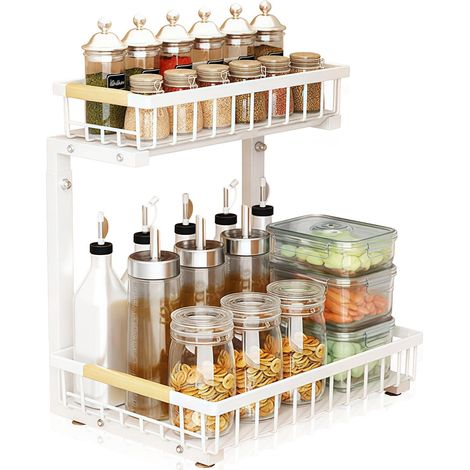 Almacenamiento metálico bajo el fregadero, almacenamiento y organización de cocina ajustable, almacenamiento bajo el fregadero de la cocina, organizador de fregadero de cocina, organizador de armario