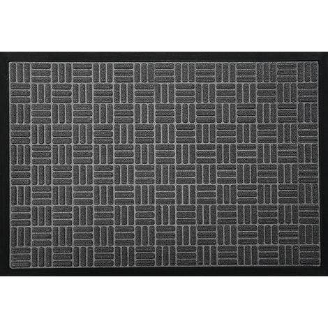 1 moderner Küchenteppich, Läufer, mit Rand, saugfähig, rutschfest, waschbar, Grau – 45 x 75 cm