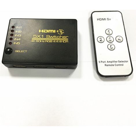 Switch HDMI 5x1 - 4K / 3D avec télécommande (1/5)