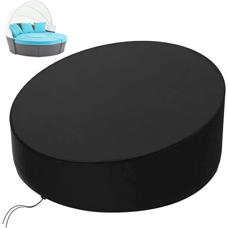 Housse de protection pour lit de jardin rond Ø228x83/40cm - Tissu Oxford robuste - Imperméable et anti-UV - Protection pour canapé-lit rond extérieur (1/5)