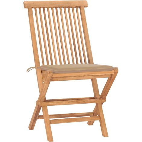 Ensemble Table et Chaise de Jardin pliable Salon de jardin avec coussin 3 pcs Teck 25219 (1/5)