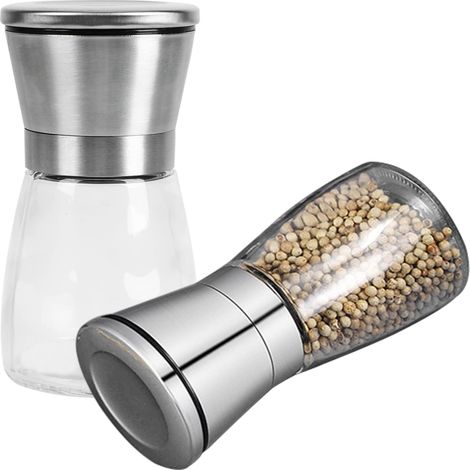 Lot de 2 moulins à poivre manuels, broyeur à épices (150 ml), en céramique réglable (1/5)