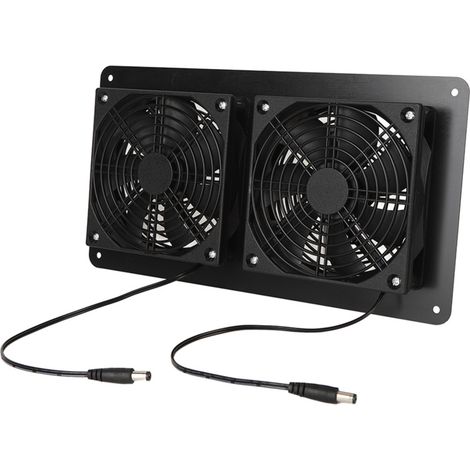 Kit de ventilateur solaire 12 V 10 W avec double ventilateur de refroidissement 3 W en silicium monocristallin pour voiture et serre (1/5)