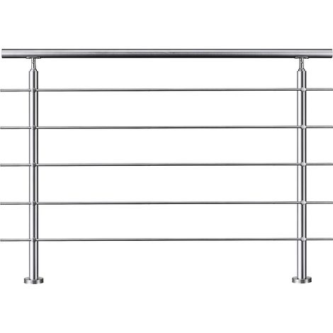 Garde-corps 150cm - En inox 304 - 1 main courante et 5 traverses - Intérieur & extérieur - Kit complet - Pour bâtiments au bord de la mer