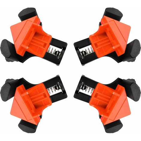 SHINING HOUSE Tischler-Eckpressen, 90°-Winkelklemme, Winkelklemme, Rahmenclip, rechtwinkliger Fixierer für Holzbearbeitung, für Holzbearbeitung, DIY-Fotorahmen, Handwerkzeuge 4 Stück – (1/5)