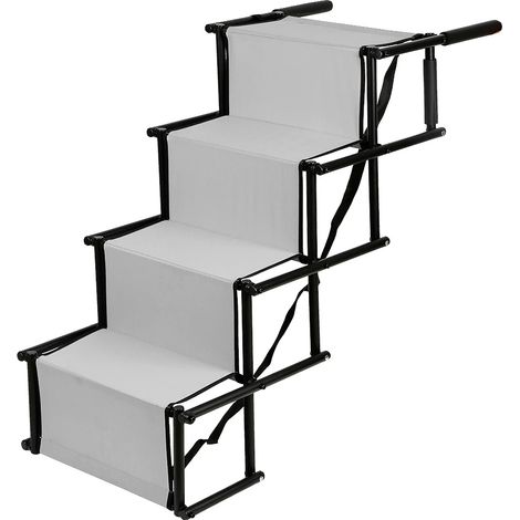 Rampa para perros, diseño plegable, altura ajustable, gris claro. (1/2)