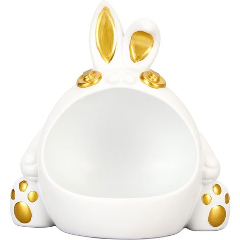 Statue De Lapin, Bol De Rangement En Résine Moderne, Statue De Lapin à Large Bouche Blanche, Figurines De Collection, Sculpture Artistique, Boîte De Rangement Pour Bureau, Salon, Chambre à Coucher (1/5)