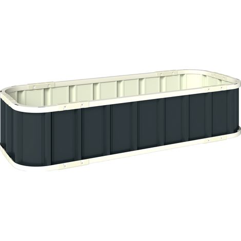 Letto per Orto Rialzato 136x52x31 cm con Fondo Aperto e Bordi Piegati in Acciaio Grigio Scuro (1/5)