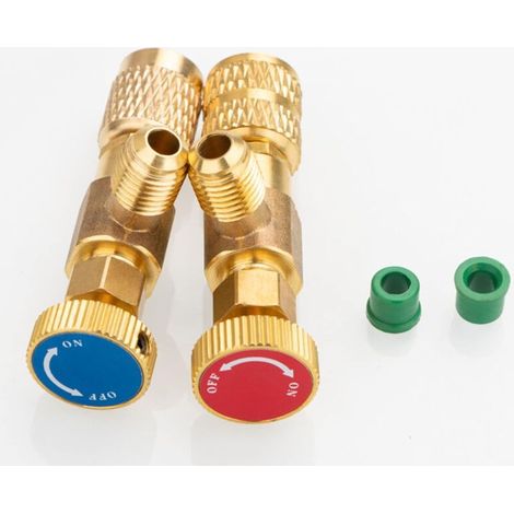 Válvula de control de refrigerante de 2 piezas, válvula de seguridad R410A/R22, válvula de seguridad de refrigerante, para adaptadores de conexión R22/R410, válvula de flujo de aire acondicionado