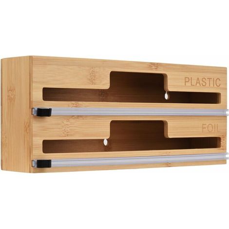 royaluxe - Distributeur de papier ciré 2-en-1 avec coupe-glissière en plastique en papier d'aluminium pour tiroir de cuisine/support mural