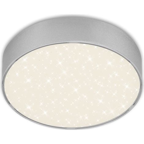 Plafonnier LED avec décor étoilé, plafonnier LED sans cadre, LED en saillie, température de couleur blanc neutre, Ø157 mm, couleur argentée (1/5)