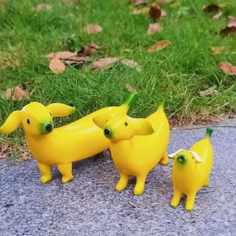 Statuette Banane Chien - Décoration Résine pour Bureau Salon - Ornement Intérieur Créatif - 1 Pièce (1/5)