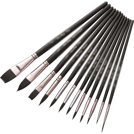 12-teiliges professionelles Pinselset mit Nylonborsten und eleganten Holzgriffen, perfektes Geschenk für Künstler jeden Alters, für Acryl-, Öl-, Aquarell-, Gouache-, Körper- und Gesichtsbemalung, Mini (1/2)