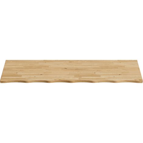 Planche en bois massif 160 cm avec bord ondulé, non percée, pour salle de bains ou meuble de rangement (1/5)