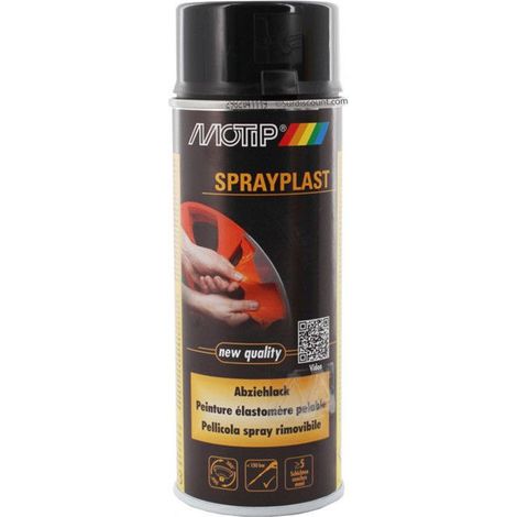 Bombe de peinture - Motip - Sprayplast 396526 - Noir brillant - 400 ml - Élastomère pelable (1/2)