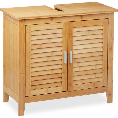 Pratico mobiletto sottolavabo contenitore 80 x 40 x 60 cm in bambù naturale 130009716