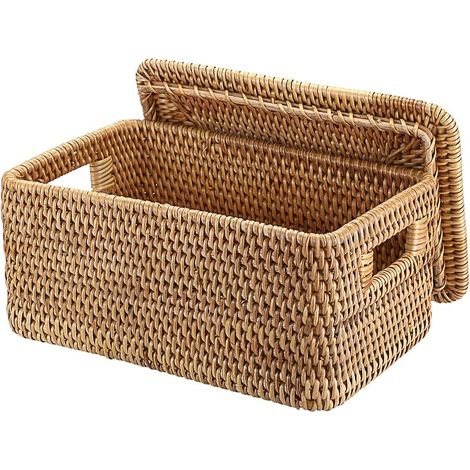 Rattan Storage Basket with Lid 30x20x15cm (1/5)
