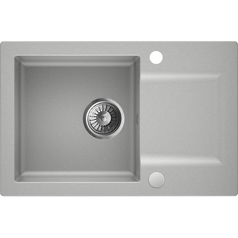 Granitspüle - Spülbecken - Küchenspüle - Beton - 66 x 43 cm - Einbauspüle - Kratzfest, Platzsparend, Elegantes Design, mit Siphon, Coast 100 (1/5)