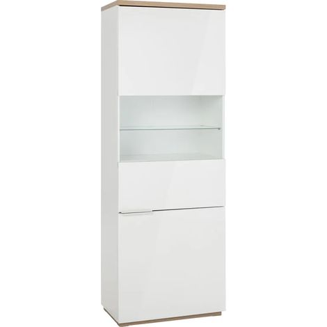 Vitrine réversible décor chêne texturé et blanc laqué - VERONICA (1/5)